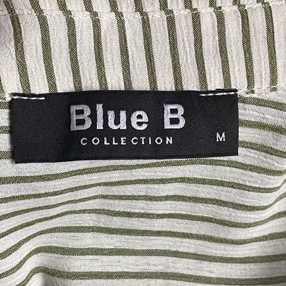 Blue B Collection Ivory & Green Button Down Sleeveless Collared Blouse (Size: M) - Picture 6 of 11